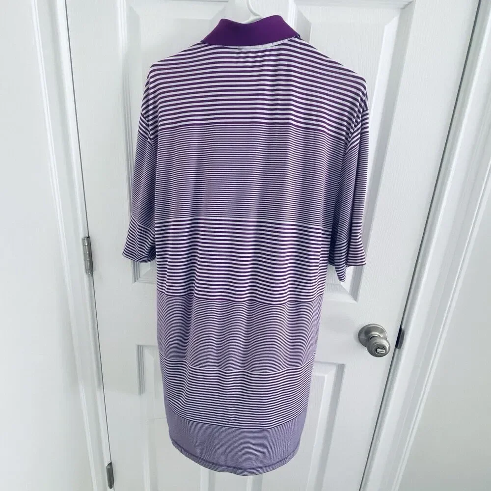 RLX RALPH LAUREN Golf Polo Shirt Mens Size Medium Purple White Striped M Preppy